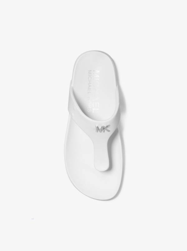 Damske Zabky Michael Kors Linsey Logo Rubber T-Strap Sandal Biele - Topanky Michael Kors Levně | HLUJD-3926